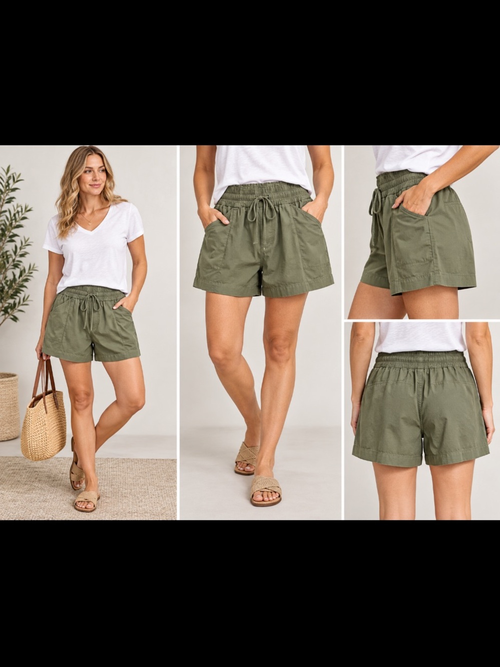 NEW Aerie Henson Boho Drawstring Olive Green Short NWT